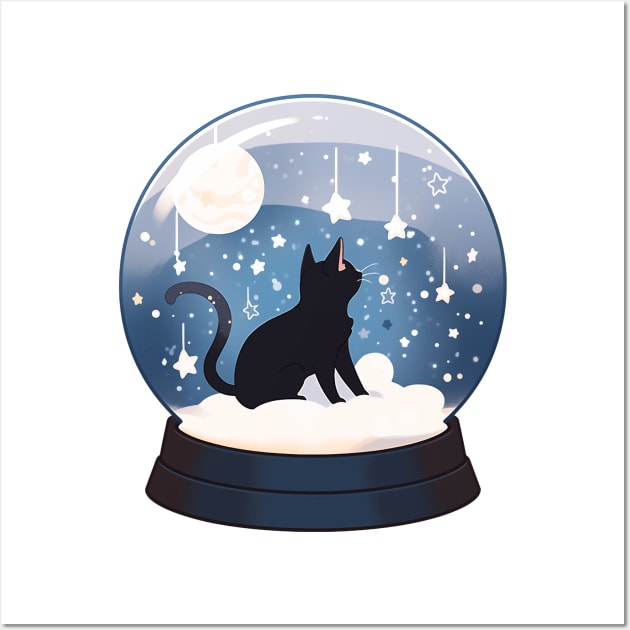 Black Cat In A Snow Globe Wall Art by DressedInnovation